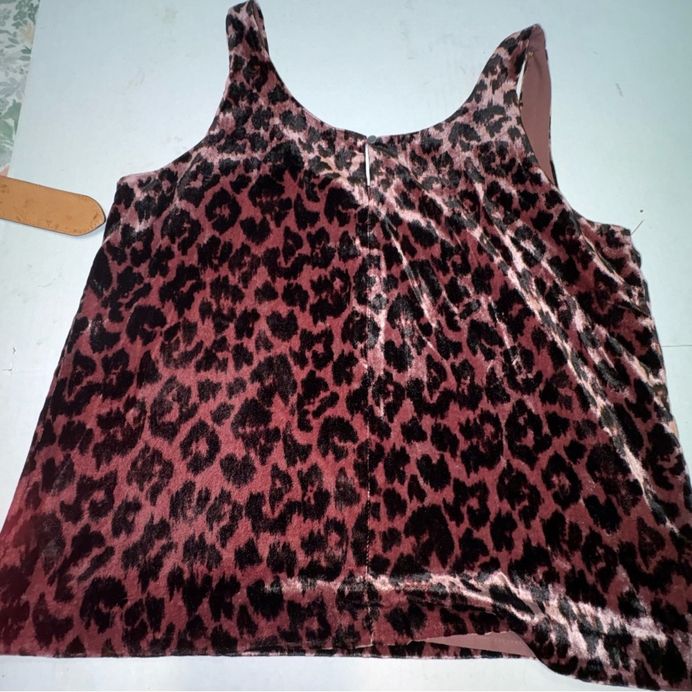 J.Crew "Always" tank top in a rose leopard print velvet fabric size 6 small med - Picture 10 of 10